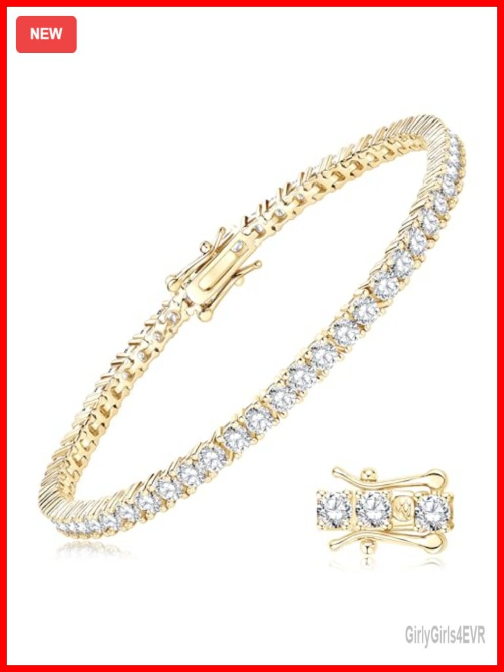 14K Gold Plated Moissanite Tennis Bracelet VVS1 5.2 CTTW Gifts for Wife Mom